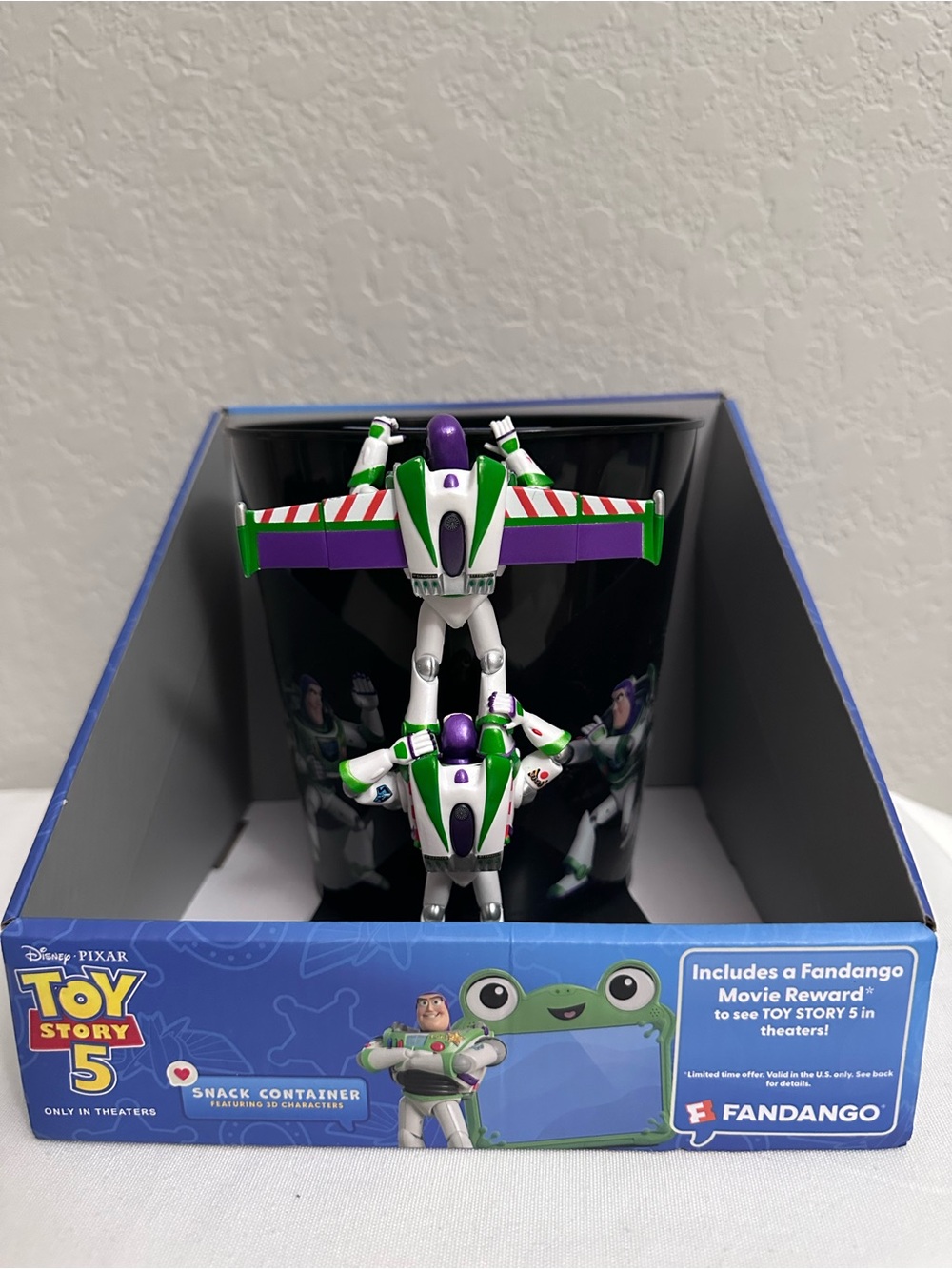 Toy Story 5 Popcorn Bucket Snack Box Buzz Lightyear Display Container NEW